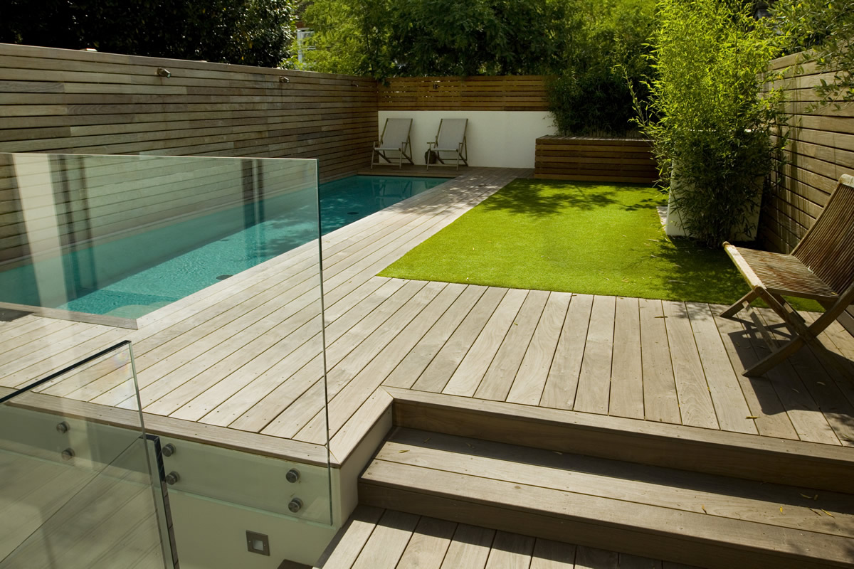Lane swimming pool and contemporary garden designed and for Pool design garden